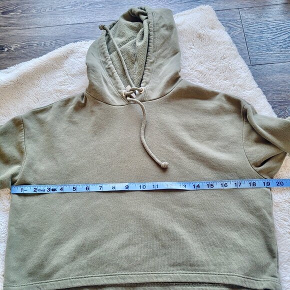H&M Divided Cropped Pullover Hoodie in Olive Green Sz XS (Oversized) - Picture 5 of 7